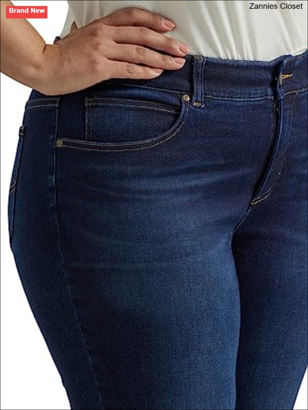 Women's Bootcut Jeans Regular Fit Mid Rise Stretch Denim Elastic Waist - Picture 3 of 5